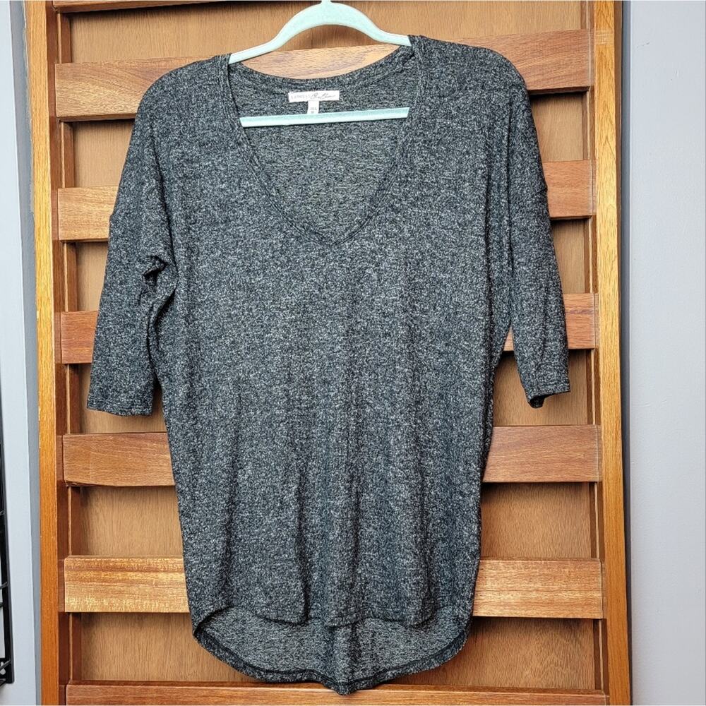 Express One Eleven Charcoal 3/4 Sleeve Tee, Sz XS